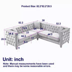 Divano angolare in velluto da 82,2 pollici, divano componibile a L, divano angolare a 5 posti con 3 cuscini per soggiorno, camera da letto, appartamento, ufficio