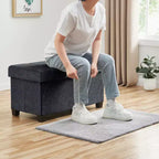 Panca contenitore/ottoman Ornavo Home pieghevole, capitonné, da 76 cm, in lino, con gambe, per camera da letto, ingresso e soggiorno