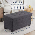 Panca contenitore/ottoman Ornavo Home pieghevole, capitonné, da 76 cm, in lino, con gambe, per camera da letto, ingresso e soggiorno