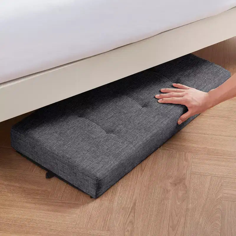 Panca contenitore/ottoman Ornavo Home pieghevole, capitonné, da 76 cm, in lino, con gambe, per camera da letto, ingresso e soggiorno