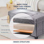 Panca contenitore/ottoman Ornavo Home pieghevole, capitonné, da 76 cm, in lino, con gambe, per camera da letto, ingresso e soggiorno
