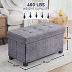Panca contenitore/ottoman Ornavo Home pieghevole, capitonné, da 76 cm, in lino, con gambe, per camera da letto, ingresso e soggiorno
