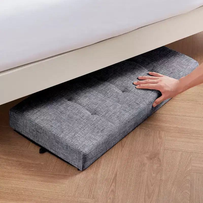 Panca contenitore/ottoman Ornavo Home pieghevole, capitonné, da 76 cm, in lino, con gambe, per camera da letto, ingresso e soggiorno