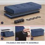 Panca contenitore/ottoman Ornavo Home pieghevole, capitonné, da 76 cm, in lino, con gambe, per camera da letto, ingresso e soggiorno