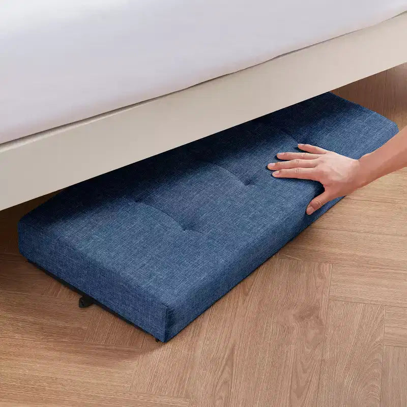 Panca contenitore/ottoman Ornavo Home pieghevole, capitonné, da 76 cm, in lino, con gambe, per camera da letto, ingresso e soggiorno