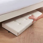 Panca contenitore/ottoman Ornavo Home pieghevole, capitonné, da 76 cm, in lino, con gambe, per camera da letto, ingresso e soggiorno