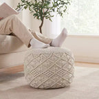 Ornavo Home Pouf Ottomano Intrecciato Macramè in Cotone - 18,5 x 15