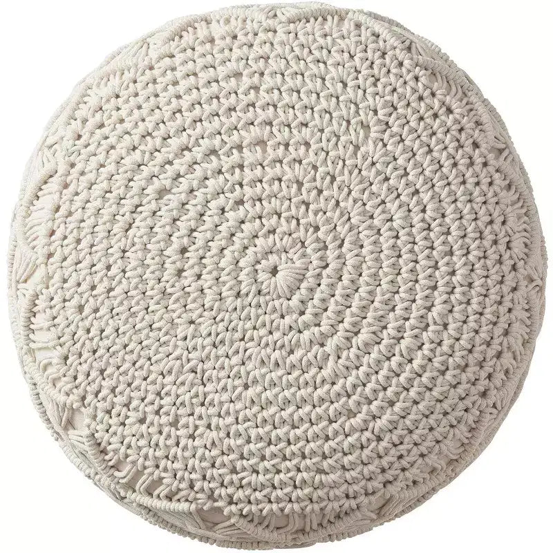 Ornavo Home Pouf Ottomano Intrecciato Macramè in Cotone - 18,5 x 15
