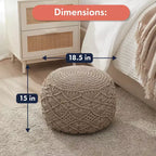 Ornavo Home Pouf Ottomano Intrecciato Macramè in Cotone - 18,5 x 15