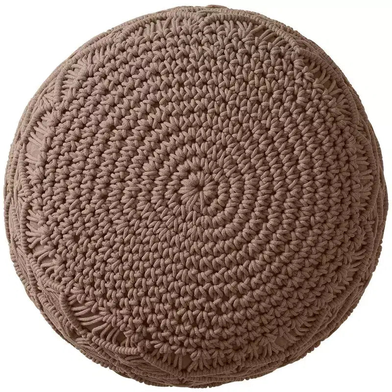 Ornavo Home Pouf Ottomano Intrecciato Macramè in Cotone - 18,5 x 15