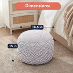Ornavo Home Pouf Ottomano Intrecciato Macramè in Cotone - 18,5 x 15