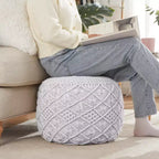 Ornavo Home Pouf Ottomano Intrecciato Macramè in Cotone - 18,5 x 15