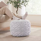 Ornavo Home Pouf Ottomano Intrecciato Macramè in Cotone - 18,5 x 15