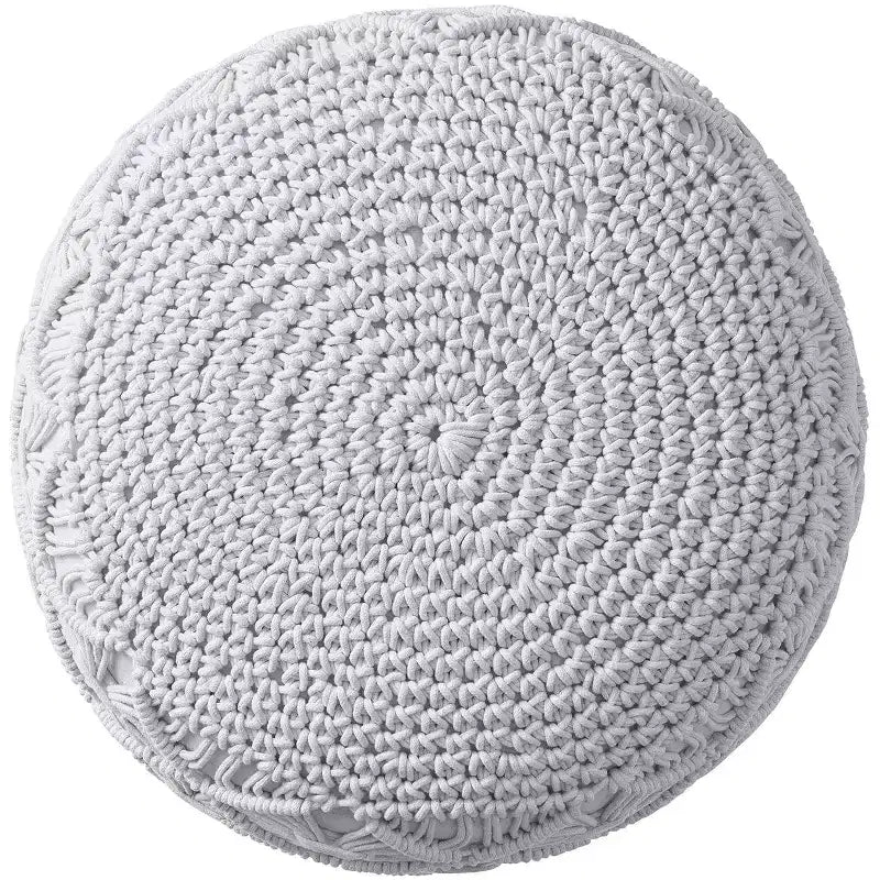 Ornavo Home Pouf Ottomano Intrecciato Macramè in Cotone - 18,5 x 15