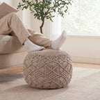 Ornavo Home Pouf Ottomano Intrecciato Macramè in Cotone - 18,5 x 15