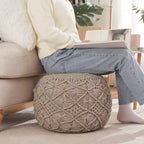 Ornavo Home Pouf Ottomano Intrecciato Macramè in Cotone - 18,5 x 15
