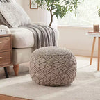 Ornavo Home Pouf Ottomano Intrecciato Macramè in Cotone - 18,5 x 15