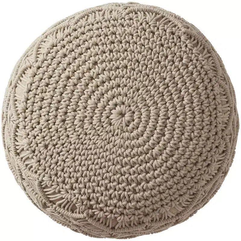 Ornavo Home Pouf Ottomano Intrecciato Macramè in Cotone - 18,5 x 15