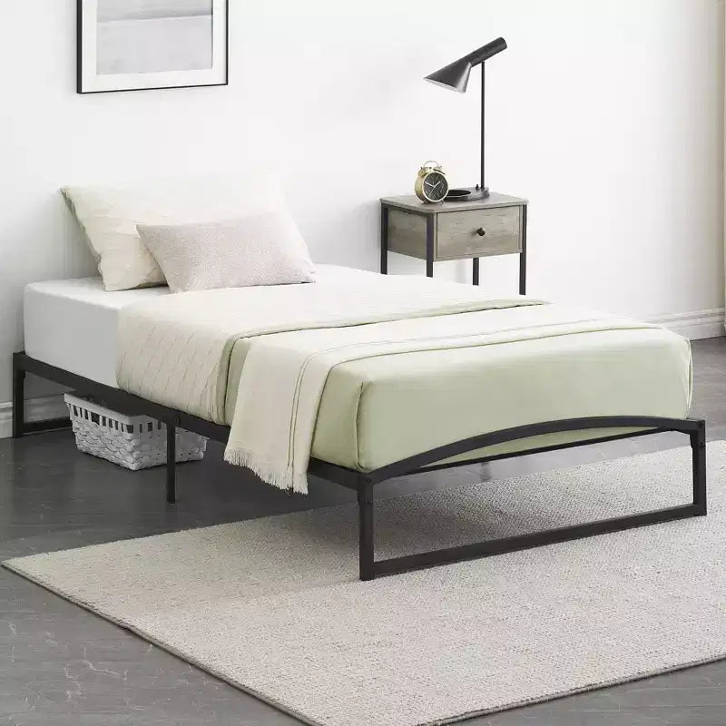 Struttura letto in metallo Garvee, piattaforma a basso profilo con doghe in acciaio, non è necessario il box spring, facile da montare