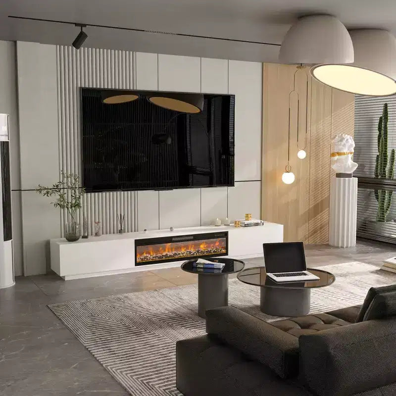 Mobile TV Famapy moderno minimalista, mobile per l'intrattenimento, console multimediale con cassetti e ripiani aperti