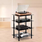VEVOR Supporto TV/AV a 4 Ripiani, Mobile TV in Vetro Temperato Rinforzato per DVD/Decoder/Console da Gioco, Altezza Regolabile