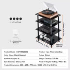 VEVOR Supporto TV/AV a 4 Ripiani, Mobile TV in Vetro Temperato Rinforzato per DVD/Decoder/Console da Gioco, Altezza Regolabile