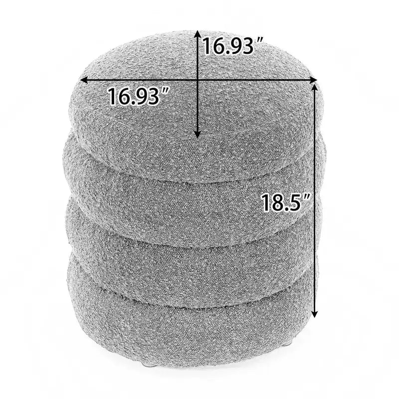 Pouf rotondo in velluto morbido, color avorio