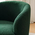 Poltrona Girevole Accent con Rivestimento in Velluto, Design a Botte, Anello in Metallo Verniciato a Polvere Nero, Blu