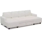 Divano letto componibile modulare Belffin con letto estraibile, in corduroy, doppia chaise longue con contenitore