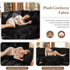 Divano letto componibile modulare Belffin con letto estraibile, in corduroy, doppia chaise longue con contenitore