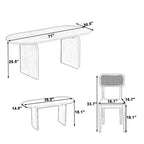 Set da pranzo ovale Whisen da 6 pezzi - Tavolo in legno di gomma con 4 sedie in rattan e panca, set da cucina moderno per 6 persone