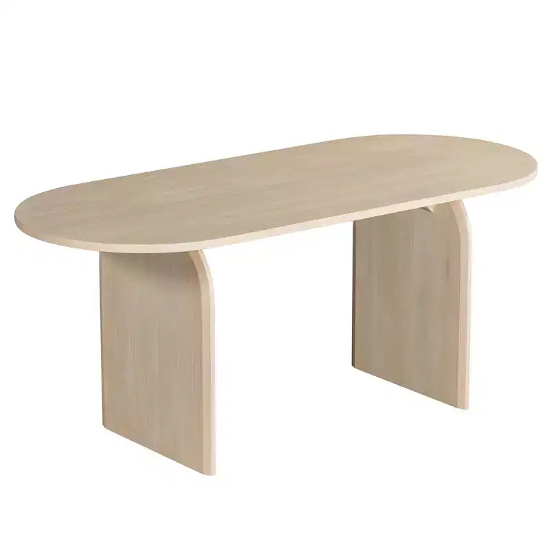 Set da pranzo ovale Whisen da 6 pezzi - Tavolo in legno di gomma con 4 sedie in rattan e panca, set da cucina moderno per 6 persone