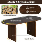 Set da pranzo ovale Whisen da 6 pezzi - Tavolo in legno di gomma con 4 sedie in rattan e panca, set da cucina moderno per 6 persone