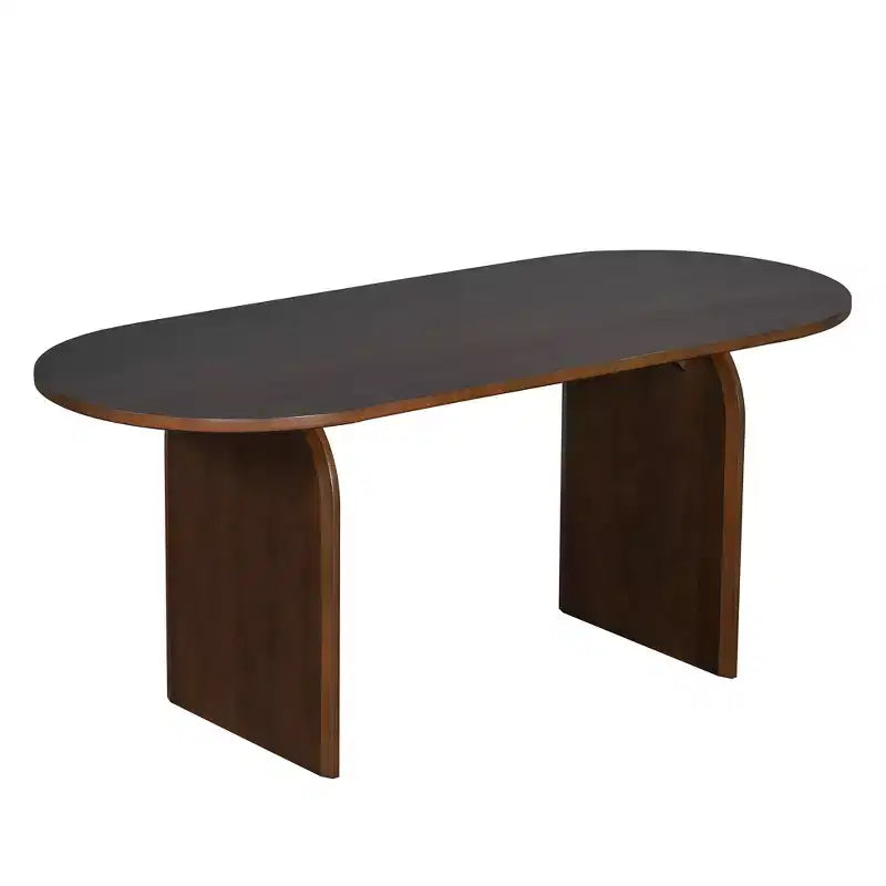 Set da pranzo ovale Whisen da 6 pezzi - Tavolo in legno di gomma con 4 sedie in rattan e panca, set da cucina moderno per 6 persone