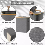 Cesto portabiancheria HOMLUX 4bu con coperchio, manici in bambù, grande capacità, supporto interno
