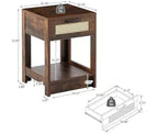 Comodino rustico in rattan con cassetti, comodino in legno per camere da letto in stile rustico o moderno