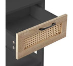 Comodino rustico in rattan con cassetti, comodino in legno per camere da letto in stile rustico o moderno