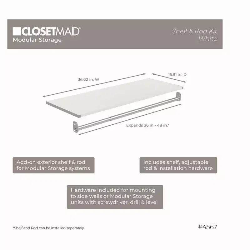 ClosetMaid Kit Mensola Superiore e Asta Appendiabiti Modulare - ClosetMaid