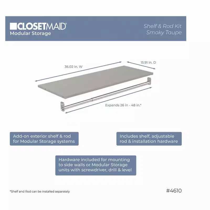ClosetMaid Kit Mensola Superiore e Asta Appendiabiti Modulare - ClosetMaid