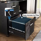 GALAXHERO Cassettiera laterale a 3 cassetti in legno, supporto mobile per stampante con ripiani aperti per ufficio domestico