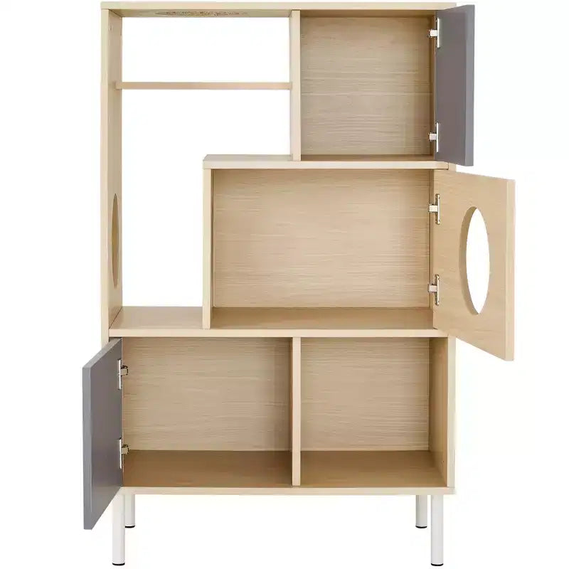 Libreria Alta 44,5 con Contenitore, Tiragraffi a Torre in Stile Arredamento, Tiragraffi da Esposizione Indipendente, Libreria Aperta Multifunzionale per la Casa