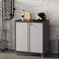 Garage Storage Cabinet with Wheels, 35.43 Locking Steel Rolling Tools Chest, Metal Storage Cabinet with 1 Shelves, Light Gray & Dark Gray