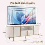 Mobile TV scanalato da 70 pollici, mobile da intrattenimento moderno con ripiano effetto marmo e design curvo, mobile consolle multimediale per soggiorno