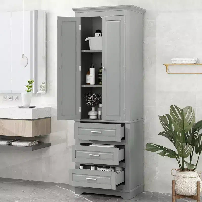 Mobile alto da bagno con tre cassetti
