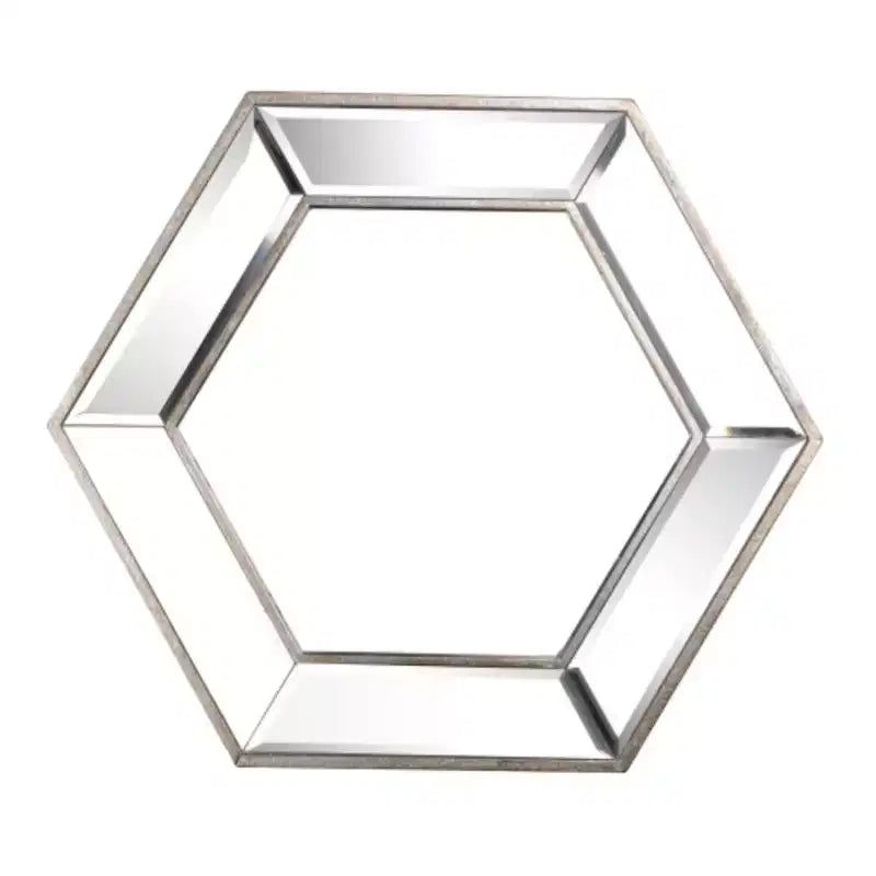 Specchio da parete esagonale 20 x 18 con design in vetro contemporaneo, specchio decorativo per soggiorno, ingresso, camera da letto