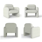 Poltrona a pozzetto imbottita moderna Roundhill Furniture Dylan, bianco crema