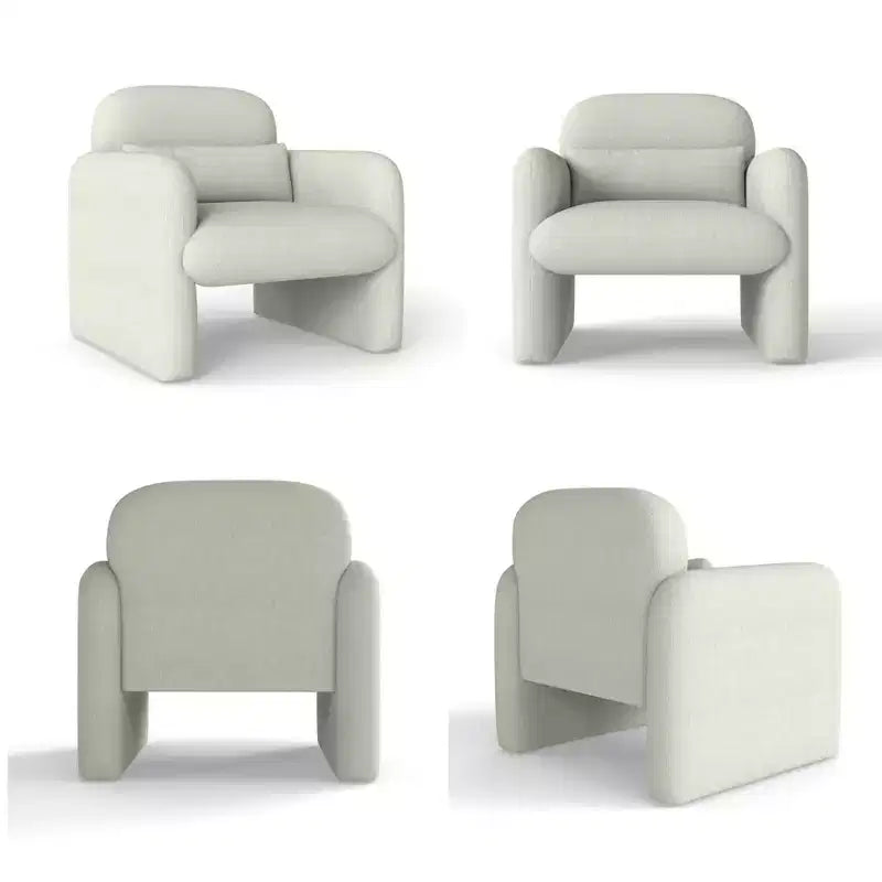 Poltrona a pozzetto imbottita moderna Roundhill Furniture Dylan, bianco crema