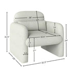 Poltrona a pozzetto imbottita moderna Roundhill Furniture Dylan, bianco crema