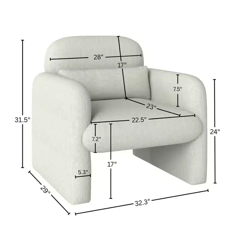 Poltrona a pozzetto imbottita moderna Roundhill Furniture Dylan, bianco crema