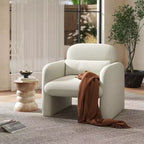 Poltrona a pozzetto imbottita moderna Roundhill Furniture Dylan, bianco crema